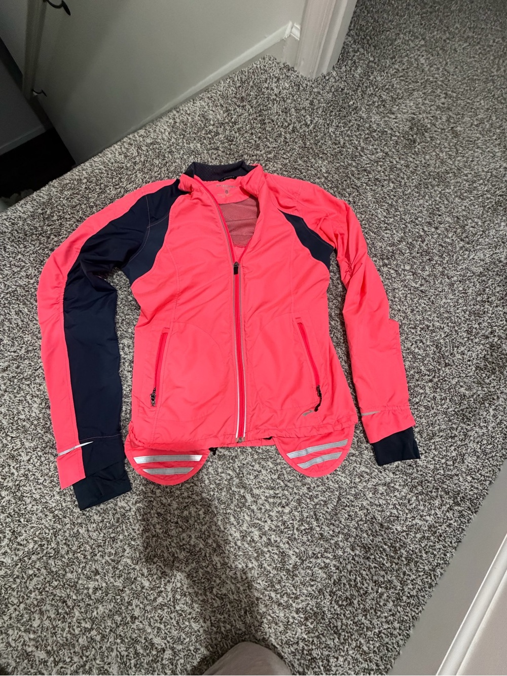 Brooks Neon Pink & Navy Athletic Zip Jacket